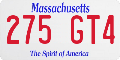 MA license plate 275GT4