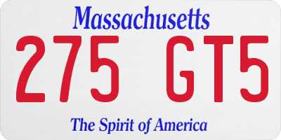 MA license plate 275GT5