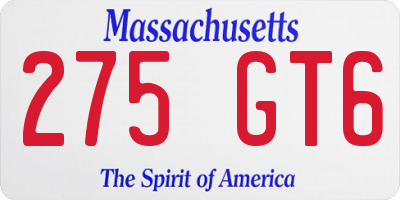 MA license plate 275GT6