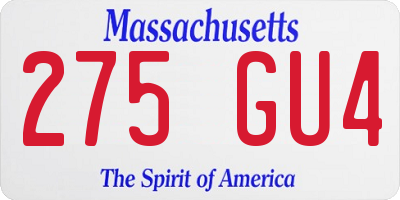 MA license plate 275GU4
