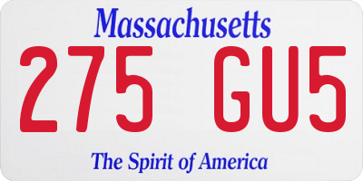 MA license plate 275GU5