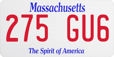 MA license plate 275GU6