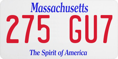 MA license plate 275GU7