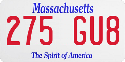 MA license plate 275GU8