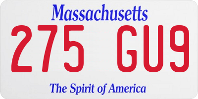 MA license plate 275GU9