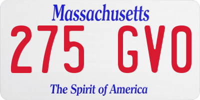MA license plate 275GV0