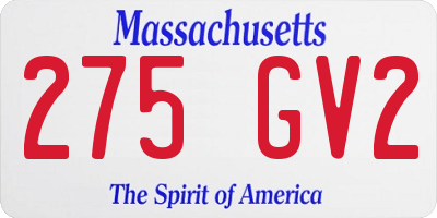 MA license plate 275GV2