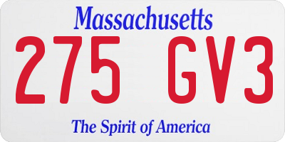 MA license plate 275GV3
