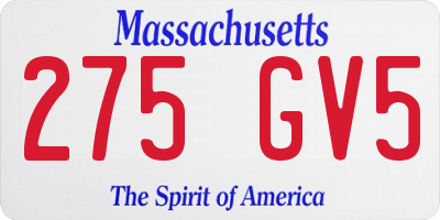 MA license plate 275GV5