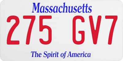 MA license plate 275GV7