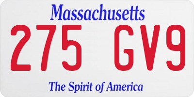 MA license plate 275GV9