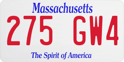 MA license plate 275GW4