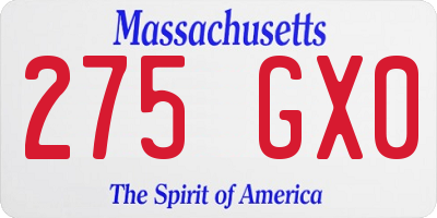 MA license plate 275GX0