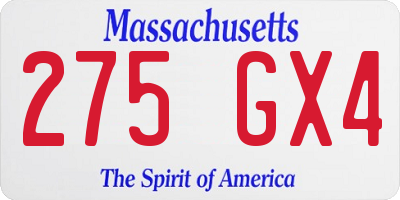 MA license plate 275GX4
