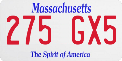 MA license plate 275GX5