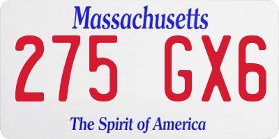 MA license plate 275GX6