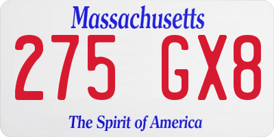 MA license plate 275GX8