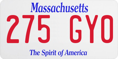 MA license plate 275GY0