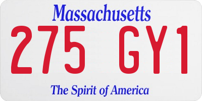 MA license plate 275GY1