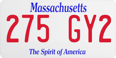 MA license plate 275GY2