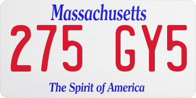 MA license plate 275GY5