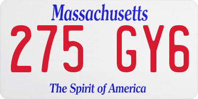 MA license plate 275GY6