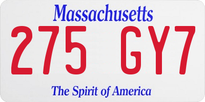 MA license plate 275GY7