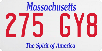 MA license plate 275GY8