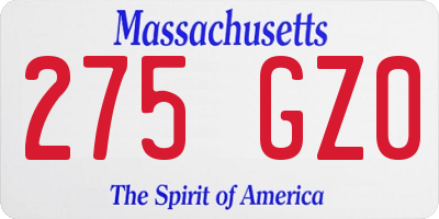 MA license plate 275GZ0