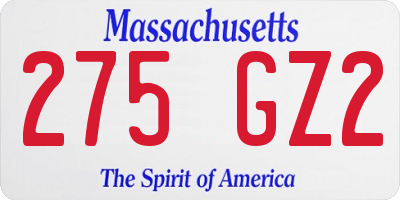 MA license plate 275GZ2