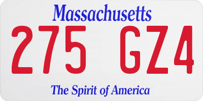 MA license plate 275GZ4