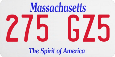 MA license plate 275GZ5