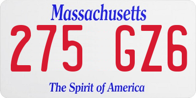 MA license plate 275GZ6