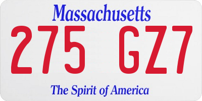 MA license plate 275GZ7