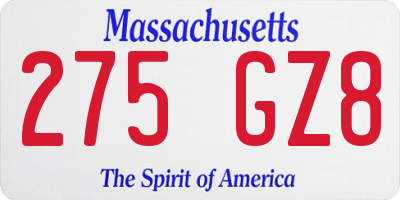 MA license plate 275GZ8