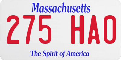 MA license plate 275HA0