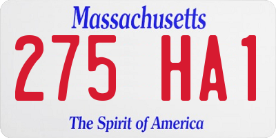 MA license plate 275HA1