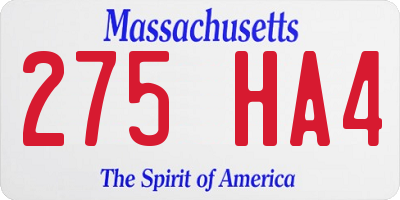 MA license plate 275HA4