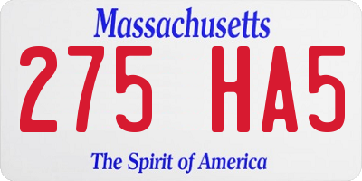 MA license plate 275HA5