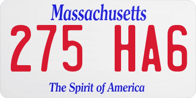 MA license plate 275HA6