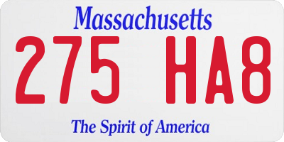 MA license plate 275HA8
