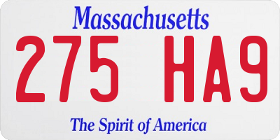 MA license plate 275HA9