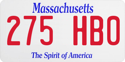 MA license plate 275HB0