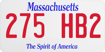 MA license plate 275HB2