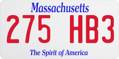 MA license plate 275HB3