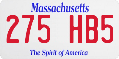 MA license plate 275HB5