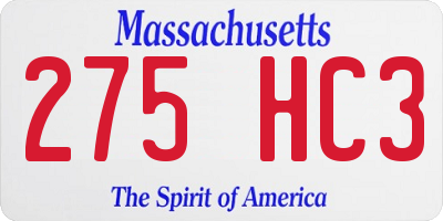 MA license plate 275HC3