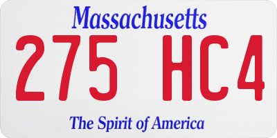 MA license plate 275HC4