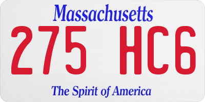 MA license plate 275HC6