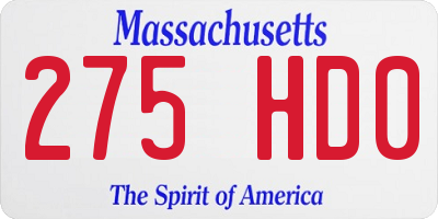 MA license plate 275HD0